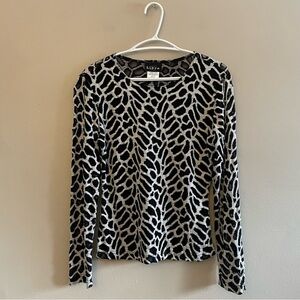 Vintage 80s Libra Black & Silver Mesh Blouse, Made in Montreal Canada - S EUC